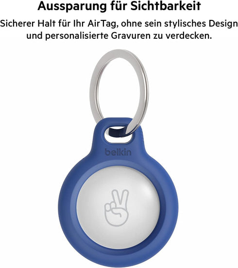 Belkin Apple AirTag Secure Holder with Key Ring, Durable Scratch Resistant Case With Open Face & Raised Edges, 2 count (Pack of 1)...