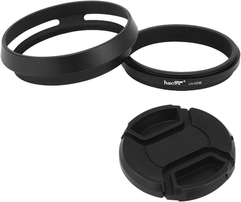 Haoge LH-X53B 3in1 Lens Hood with Adapter Ring with Cap Set for Fujifilm X100VI Fuji FinePix X70 X100 X100S X100T X100F X100V Camera Black replace...