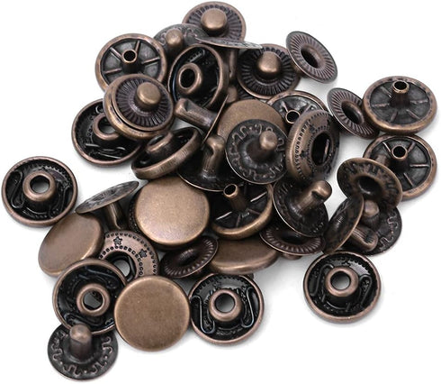 50 Sets Heavy Duty Leather Snap Fasteners Kit, Pure Brass Snap Buttons Metal Button Snaps Press Studs for Clothing, Leather, Jackets, Bracelets, B...