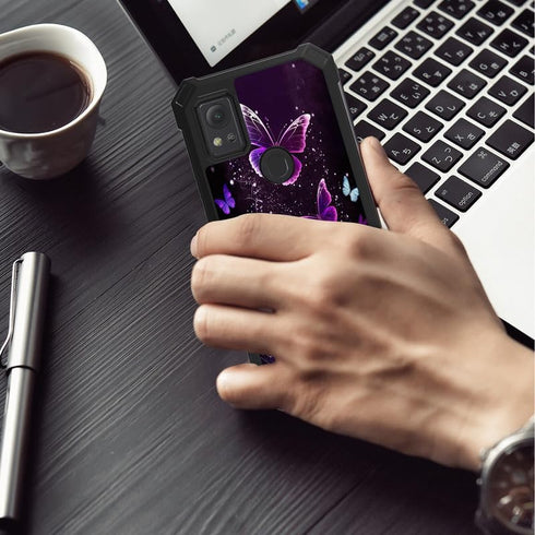 Case for Cricket Icon 5/att motivate 4 Phone Case with Screen Protector (Tempered Glass),Slim TPU Rugged Corners Bumper Cover for Men Women-Purple...