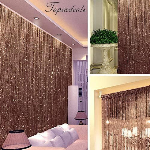 Topixdeals Door Fringe Curtain,Door Curtains,Rare Flat Silver Ribbon Door String Curtain Thread Fringe Window Panel Room Divider Cute Strip Tassel...