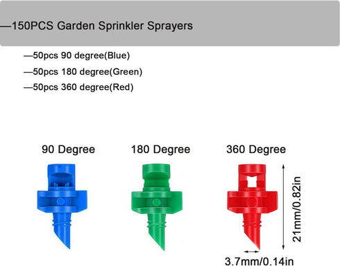 150 PCS Micro Atomizing Garden Sprinkler Sprayer,Garden Lawn Water Spray Misting Nozzle for Plants Irrigation System(90/180/360 Degree)...