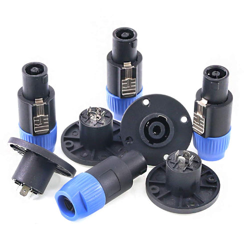 Swpeet 8 Pack Audio Speaker Plug Kit, 4 Pole Speaker Plug Twist Lock Compatible with Jack Twist Lock 4 Pole Round Perfect for Neutrik Speakon NL4F...