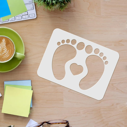 FINGERINSPIRE Footprint Stencil Template 11.6x8.3 inch Plastic Baby Shower Footprint Pattern Drawing Painting Stencils Rectangle Reusable Stencils...