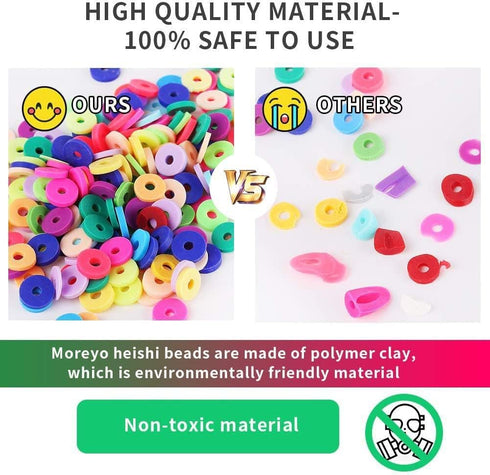 3600 PCS 10 Strands Clay Beads Polymer Clay Beads for Jewelry Making, Vinyl Heishi Beads 6mm for Surfer Bracelets Necklace Making (Pink)...