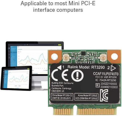 ASHATA Mini Network Card,2.4G Bluetooth 3.0 Wireless PCI-e Network Card,RT3290 Wi-Fi Wireless Network Adapter Card,Support 802.11N up to 150Mbps,f...