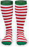 Gone For a Run Knee High Half Cushioned Athletic Running Sock | Running Christmas Elf (Red and White Stripes/Green) one size fits all...