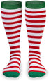 Gone For a Run Knee High Half Cushioned Athletic Running Sock | Running Christmas Elf (Red and White Stripes/Green) one size fits all...
