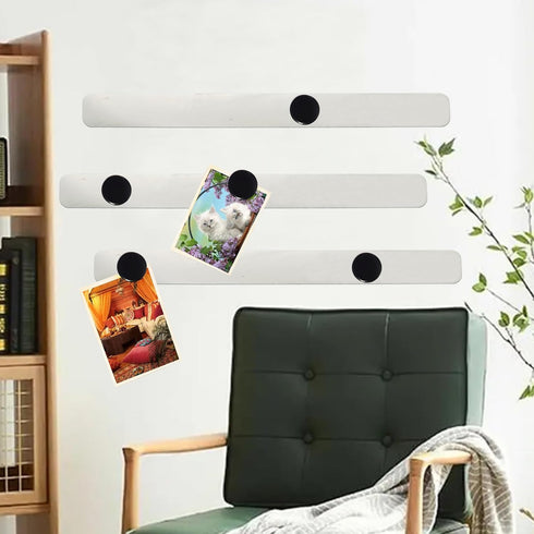 Magnetic Board Frameless Stainless Iron Strips, Magnetic Strips with Adhesive Backing Magnet Board Magnetic Bulletin Bar Board Memo Board with 10 ...