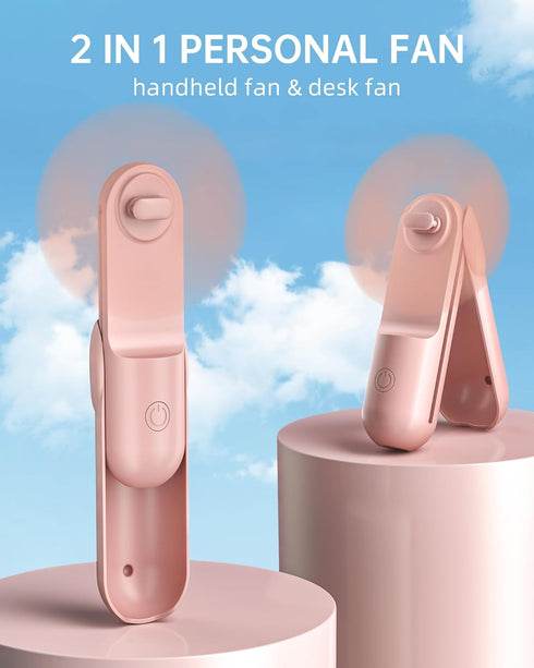 Handheld Fan, Portable Mini Fan 1800mAh USB Rechargeable, Max 12H Runtime, Battery Operated Pocket Fan, Personal Makeup Lash Fans, Gifts for Women...