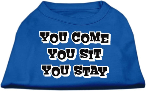 Pet Dog & Cat Shirt Screen Printed, You Come, You Sit, You Stay Bright Pink 2XL (20-25 lbs.)...