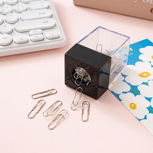 Black Magnetic Paper Clip Dispenser Holder Paperclip Dispenser for Desk, School, Office, Desk Supplies Holders and Dispensers Desk Accessories and...