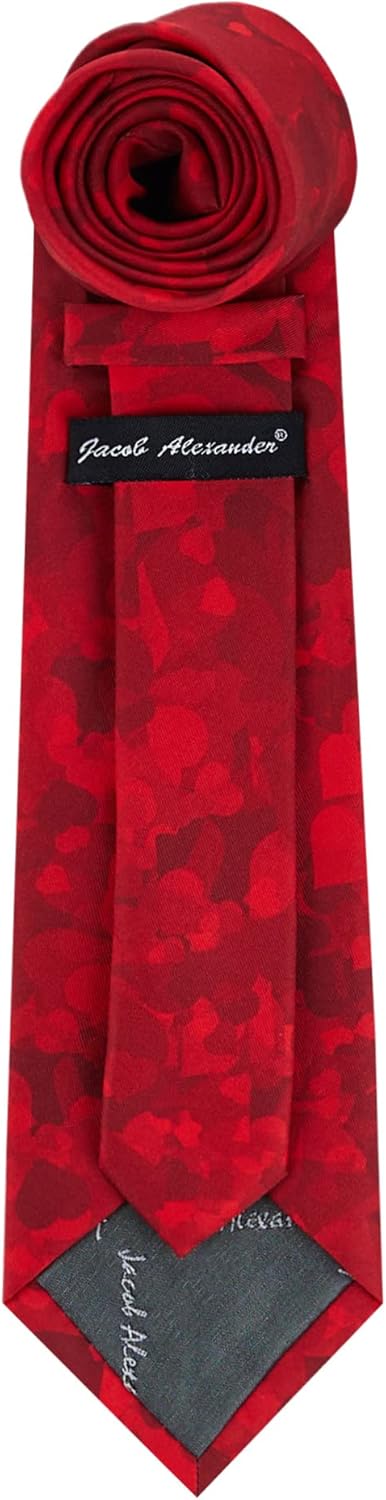Jacob Alexander Men's Happy Valentine's Day Shooting Cupid with Hearts Regular Length Neck Tie - Red...