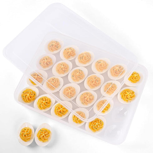 HANSGO Deviled Egg Containers with Lid, Deviled Egg Tray Holder Carrier with Lid for 24 Eggs for Home Party Kitchen Supplies Refrigerator Storage...