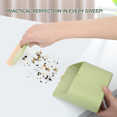 Small Broom and Dustpan Set, Portable Hand Whisk Broom Brush, Mini Hanging Trash Can, Soft Bristle Household Brooms with Dust Pan Combo Set for Cl...