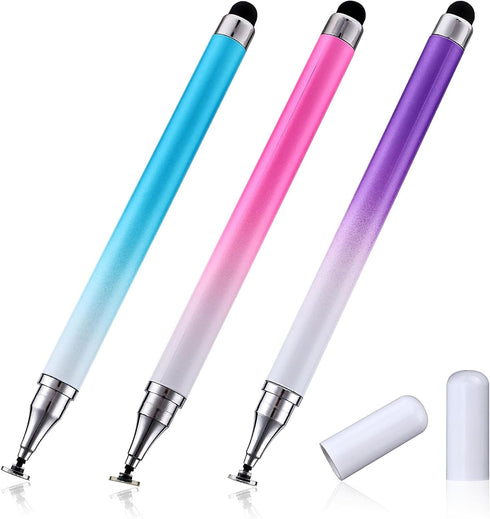 2 in 1 Stylus Pens for Touch Screens,3 Pcs Stylus Pencil with Transparent Disc & Silicone Tip High Sensitivity Stylus Fine Point Stylus Pen Compat...