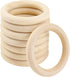 20 Pieces 70mm Wooden Rings, Natural Unfinished Solid Wooden Rings for Craft DIY, Jewelry Making...