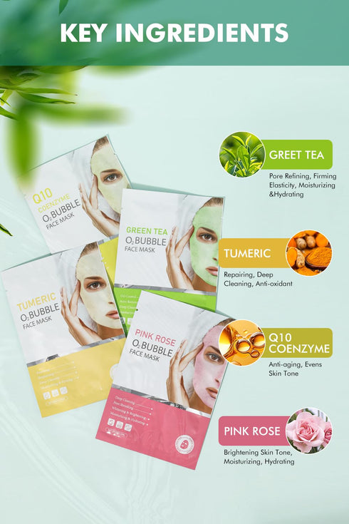 12 Pack Skincare O2 Bubble Face Masks Sheet, Anti-wrinkle Bubble Facial Mask, Foaming Face Mask, Purifying Facial Mask, Moisturizing Spa Face Mask...