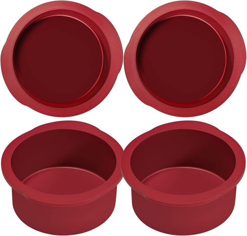 4 inch Silicone Round Cake Pans Set of 4, Non-stick Easy Releasing Mini Cake Pans, Flexible BPA Free Silicone Baking Mold Pans for Layer Cake, Min...
