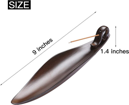9" Length Incense Stick Holder with 3 Holes, Ceramic Incense Ash Cather for Counters, Meditation Room, Yoga, Home, Office (Brown)...