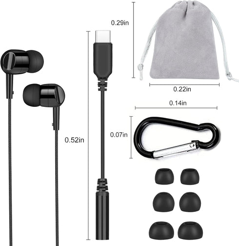 Wired in Ear Headphones with Mic and Type C Adapter Wired Earbuds with Microphone 3.5mm, HiFi Wired Earphone Kit Compatible with Most Smartphones/...