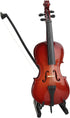 Dselvgvu Wooden Miniature Cello with Stand,Bow and Case Mini Musical Instrument Miniature Dollhouse Model Home Decoration (5.51"x1.97"x0.63")...
