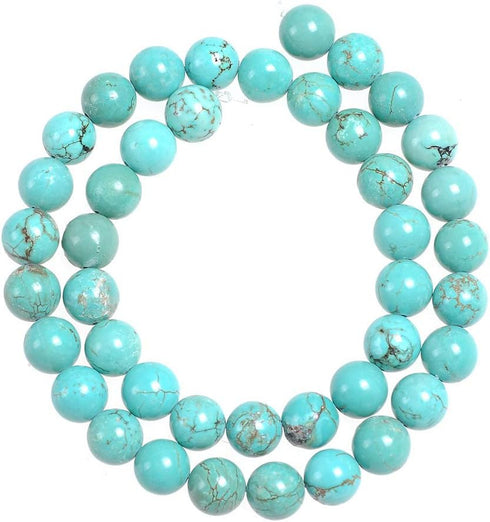 Natural Turquoise Beads for Jewelry Making Loose Stone Beads for Bracelets Necklaces Earrings Green Turquoise Jewelry Beads Bulk, 38pcs 10mm Natur...