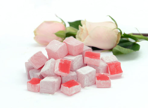 Mughe Gourmet Turkish Delight Candy Elegant Gift Box - 7oz/200g - Halal, Vegan Lokum Fruit Flavors Rose, Strawberry, Lemon, Orange, Mint - Gifts f...