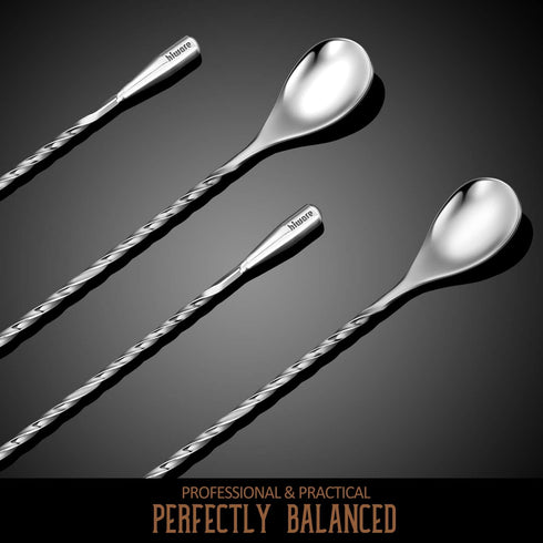 Hiware 12-Inch Bar Spoon, Set of 2, Stainless Steel Mixing Spoons, Spiral Pattern Bar Cocktail Shaker Spoon...