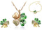 Mall of Style Four Leaf Clover Necklace - Green St.Patrick's Day Earrings for Women - Shamrock Earrings - Irish Jewelry - Shamrock Pin Brooch - Gr...