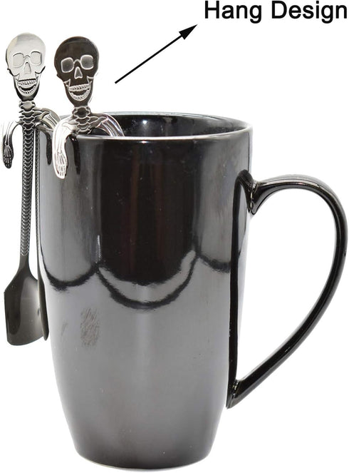 Maydahui 6PCS Skull Spoon 5 inch 18/10?304 ?Stainless Steel Hanging Teaspoons Coffee Tea Sugar Espresso Dessert Stirring Spoons Design for Hallowe...