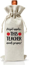 Teacher Wine Bag, Gift for Teachers Coworkers Colleagues, Teacher Appreciation Gifts, Burlap Wine Bottle Bags, Graduation Party, Reusable Drawstri...