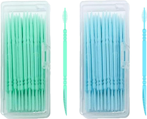 Toothpicks,Tooth Picks Flossers with Bristles,Double-Side Dental Picks,Plastic Toothpicks Disposable,Portable Package(40 Count×2Pack)...