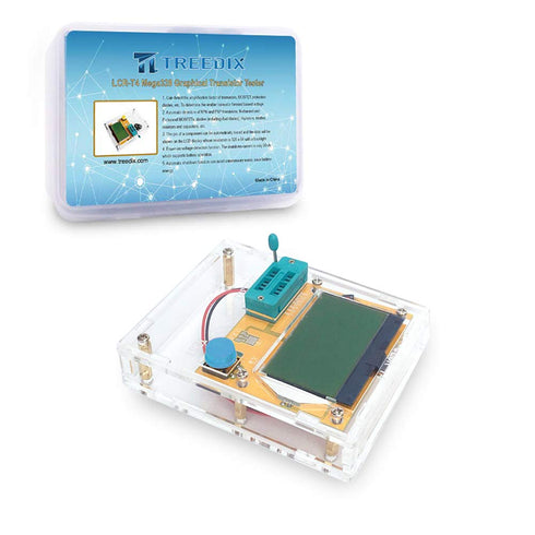 LCR-T4 Mega328 Graphical Transistor Tester Kit SCR ESR Transistor Diode Resistance and Capacitance Meters with Battery Buckle and Acrylic Case...