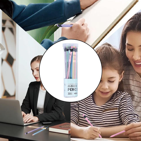 Triangular Cute Sharpened Pencils, Pencil Set with Eraser Fat Thick Strong Graphite Pen Non?slip Multi?color Writing Products for Preschoolers Sch...