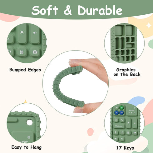 2PCS Silicone Baby Teething Toys, Cell Phone Teether Toys with 2PCS Pacifier Clip, Baby Teething Toys for 0-12 Months, Baby Phone Chew Toys BPA Fr...