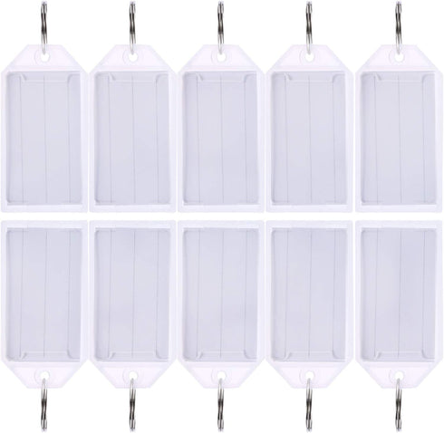 TecUnite 50 Pack White Plastic Key Tags with Split Ring Holder Label Window Luggage Label Tags Key Ring Keychain...