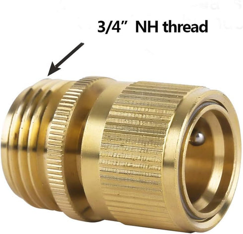 HQMPC Garden Hose Quick Connect Solid Brass Quick Connector Garden Hose Fitting Water Hose Connectors 3/4 inch GHT (2SETS)...