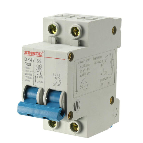 uxcell 2 Poles 25A 400V Low-voltage Miniature Circuit Breaker Din Rail Mount DZ47-63 C25...