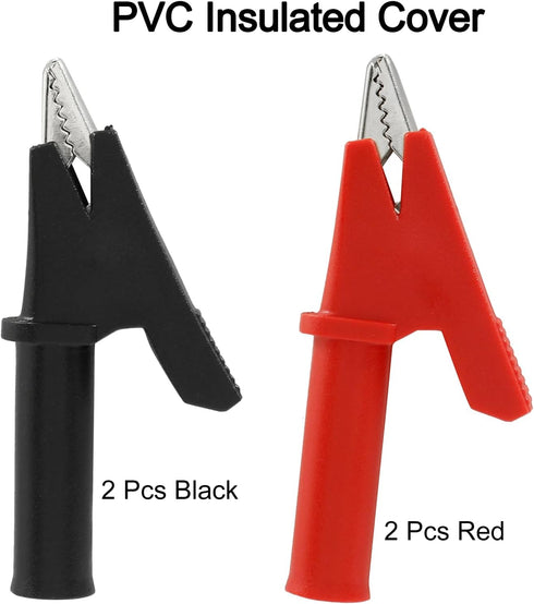 4pcs Insulated Alligator Clips, Heavy Duty Alligator Clamps, 30A Nickel Plated Copper Alligator Clips Electrical Testing, 4mm Standard Banana Plug...