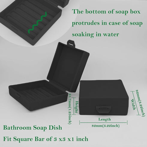Square Soap Dishes Holder for Shower Travel Soap Container with Lid Lightweight Waterproof Soap Box for Dr. Squatch Men's Soap Bar for Traveling T...