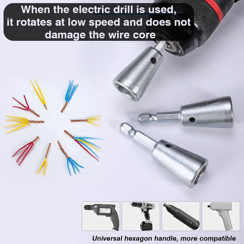 2PCS Wire Twisting Tool 6mm Hex Shank Electrical Cable Wire Stripper and Twister 2-6 Way Wire Stripping Tool Wire Nut Twister Spin Twisting Wire C...