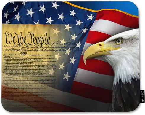 Beabes American Flag Eagle Mouse Pad Non-Slip Natural Rubber Base, 9.5X7.9 Inch Cool Bald Eagle USA Flag Computer Mousepad Mouse Pads for Computer...