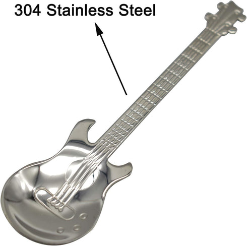 Maydahui 6PCS Guitar Spoons Music Note Teaspoon Set 18/10?304 ?Stainless Steel Musical Notation Dessert Spoon for Coffee Stirring Drink Mixing Mil...
