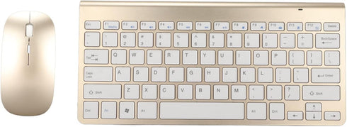 Keyboard Mouse Set 2.4G USB Thin Ergonomic Mute for Computer (Luxury Gold Color)...