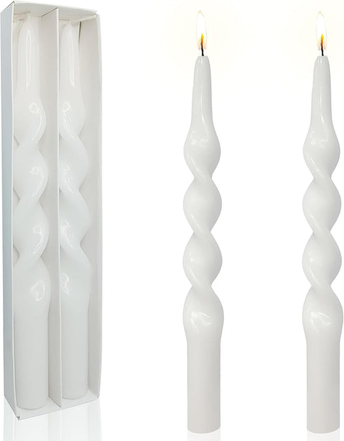 Spiral Taper Candles White Candlesticks,Set of 2 Cute Candle Sticks Handmade Tapered Candles 10 Inches Long Twisted Candlestick for Home Decoratio...