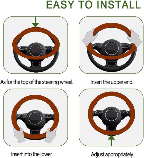 Fuzzy Steering Wheel Cover, Universal 15'' Steering Wheel Protector with Soft Plush, Anti-Slip Car Wheel Covers for Warm Winter, Car Interior Acce...