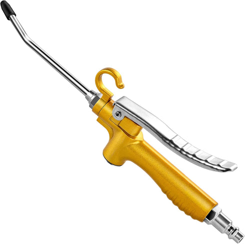 High Volume Industrial Air Blow Gun with Rubber Guard Air Flow Nozzle, Professional Gold Paint Metal Air Blower Gun, Pneumatic Dust Cleaning Tool ...