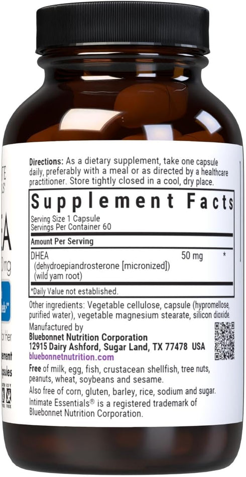 Bluebonnet Nutrition Intimate Essentials DHEA 50mg, for Fertility Function and Optimal Hormone Levels in Both Men and Women*, Non-GMO, Kosher, Veg...