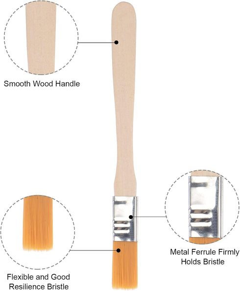 uxcell 5" Paint Brush 0.5" Width Soft Nylon Bristle with Wood Handle for Wall, Cabinets, Fences Yellow 12Pcs...